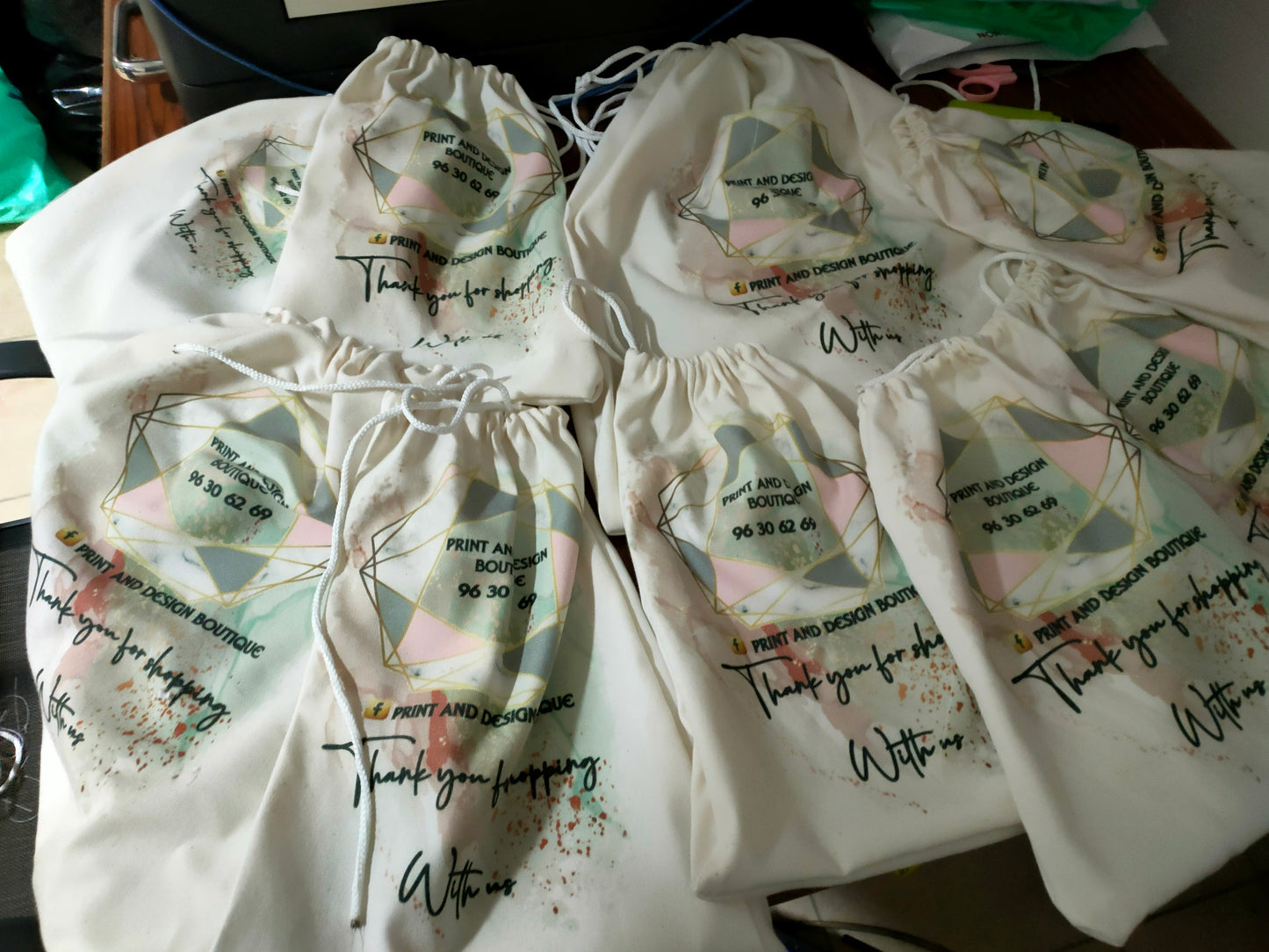 Personalised drawstring bag