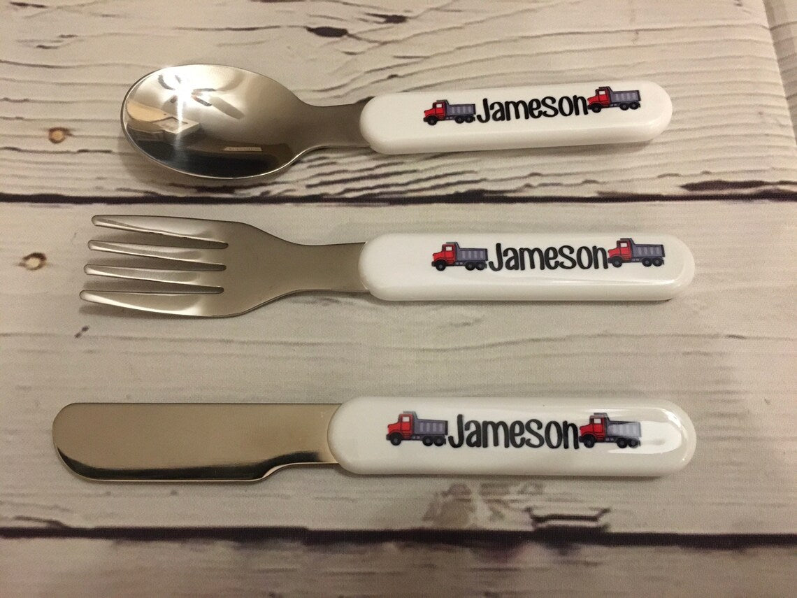 Personalized Kids Cutlery Set, Children Fork, Knife, Spoon