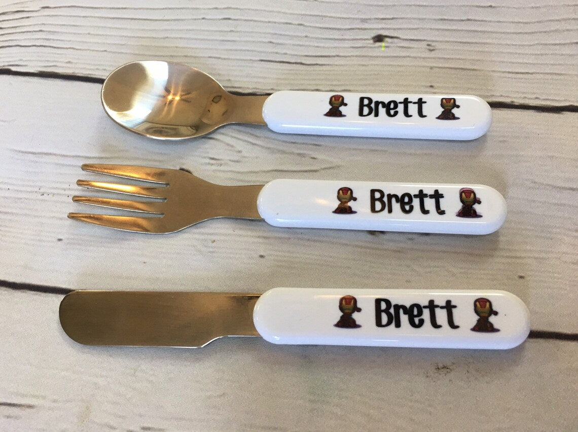 Personalized Kids Cutlery Set, Children Fork, Knife, Spoon