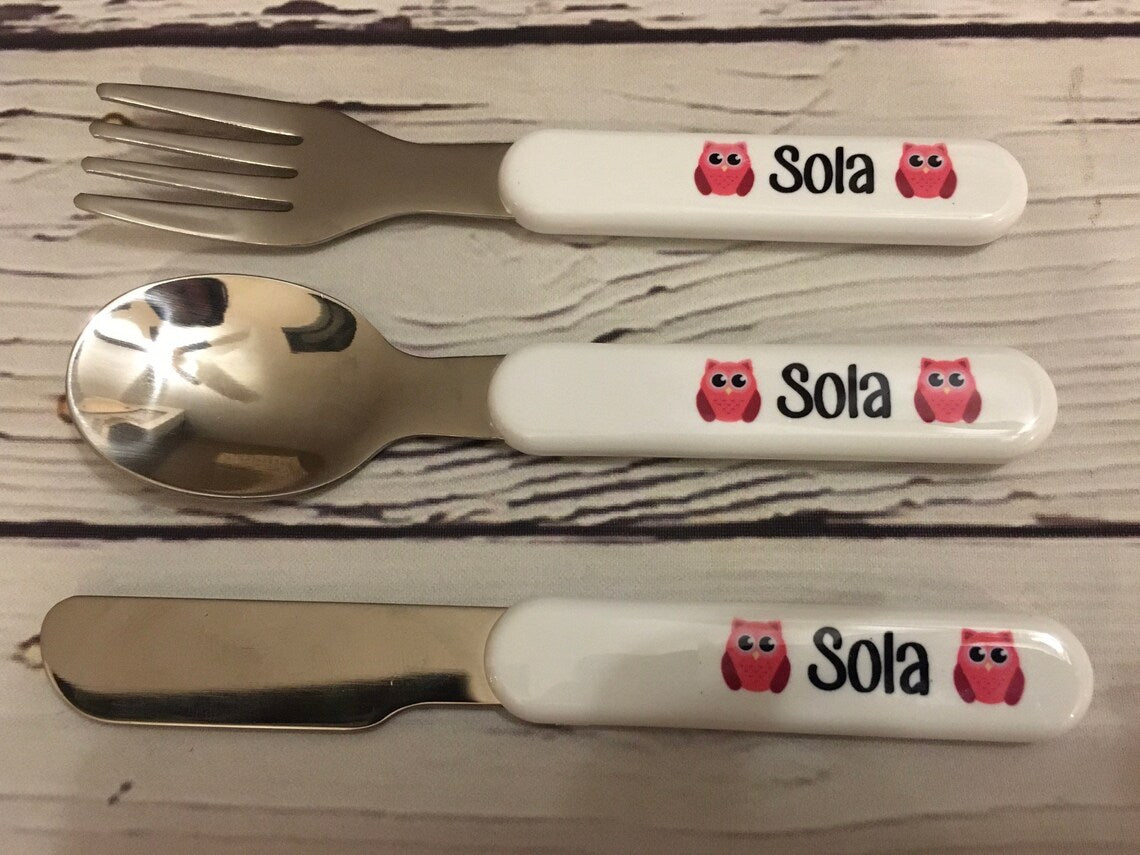 Personalized Kids Cutlery Set, Children Fork, Knife, Spoon