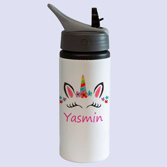 Water Bottle STAINLESS  600ml-straw