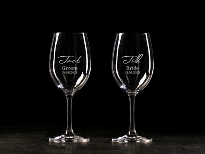 Engraved Personalised wine glasses