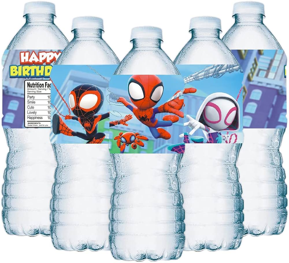 Custom water bottle sticker for Kids party. Pack of 20