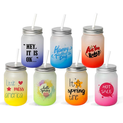 Custom Mason Jar Round frosted 400ml