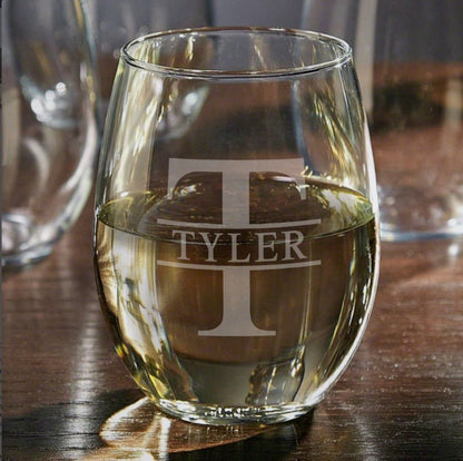 Modern Engraved  Wine Glass