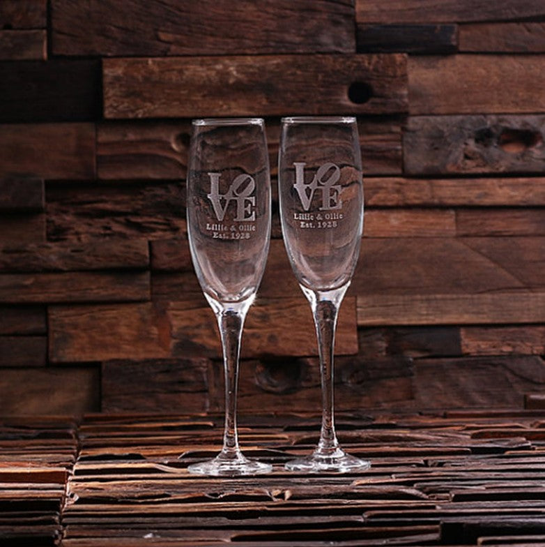 Set of 2 Engraved Champagne Glasses