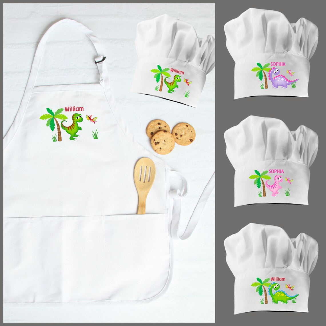 Custom Kids Apron and Chef Hat Set