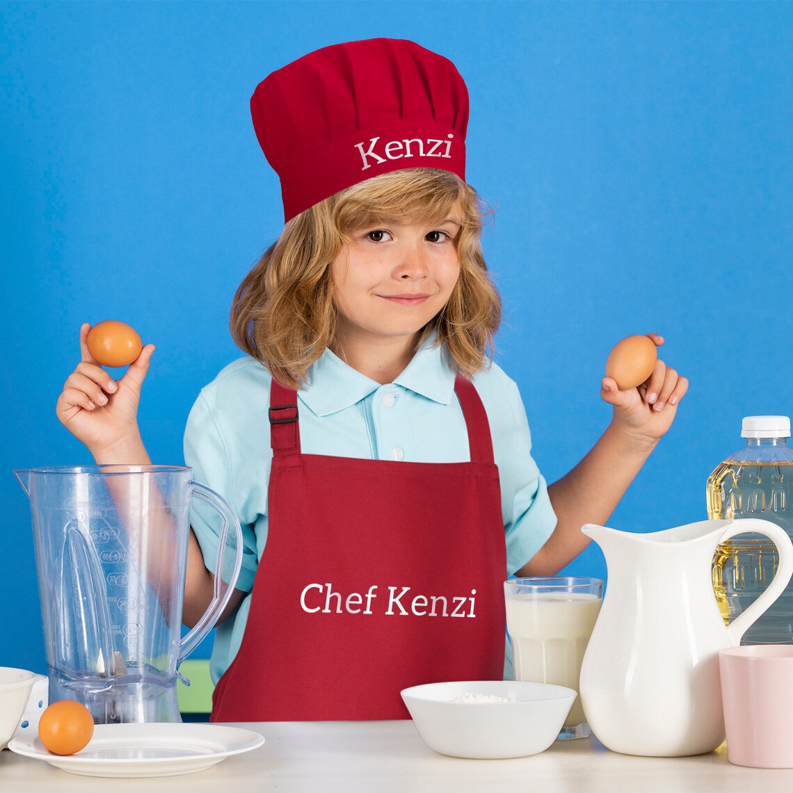 Custom Kids Apron and Chef Hat Set